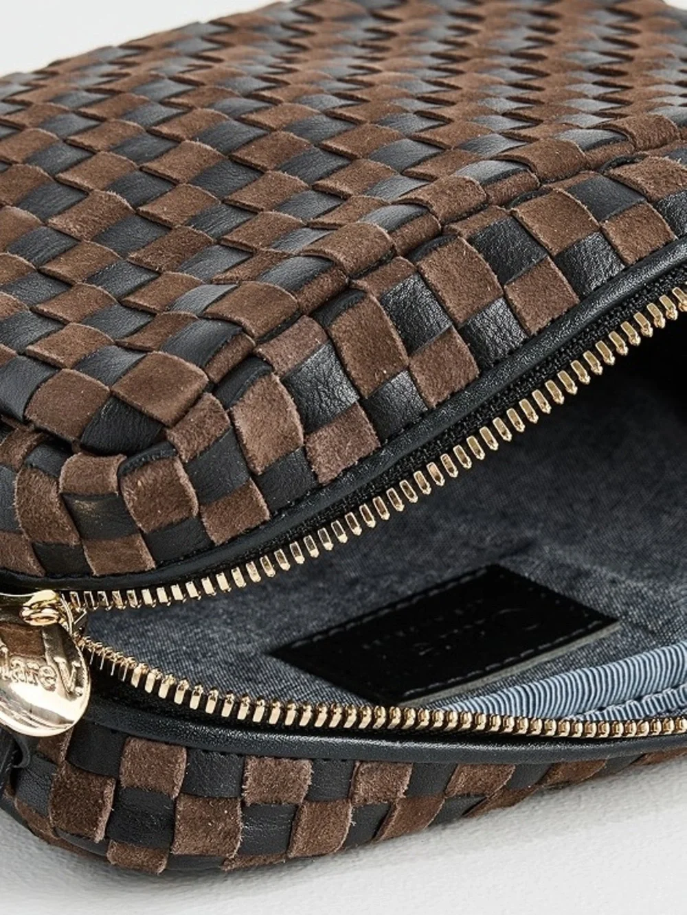 Brand New Clare V Midi Sac in Black/Chocolate Woven Leather